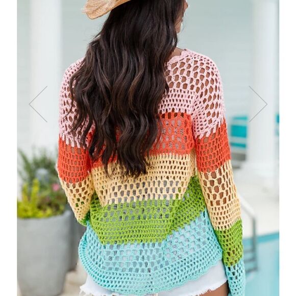 Pink Lily Boutique Multi color open knit sweater - Picture 2 of 2